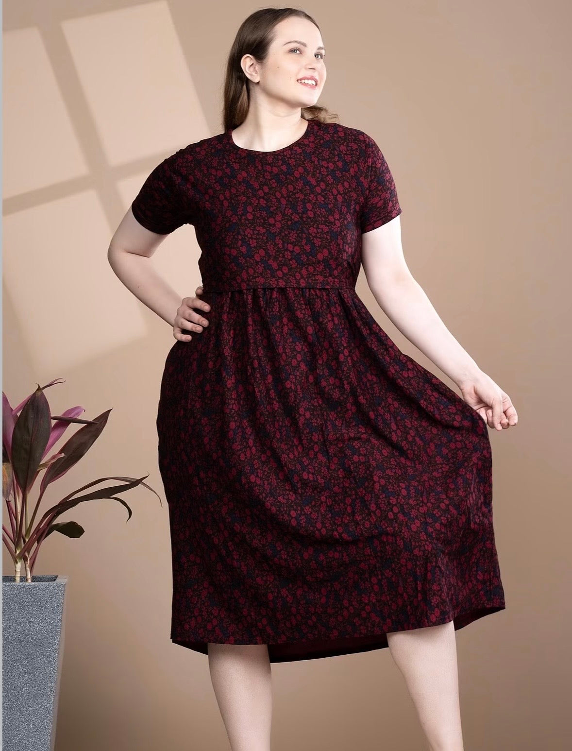 black & red floral frock