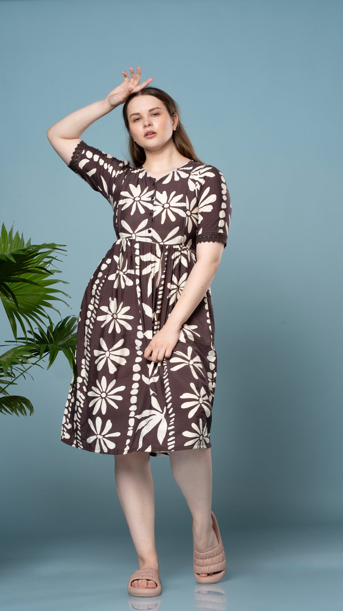 Brown Floral Pring Feeding Top