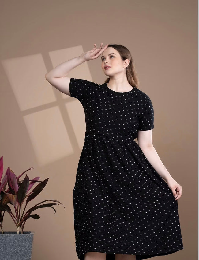 Black floral feeding frock