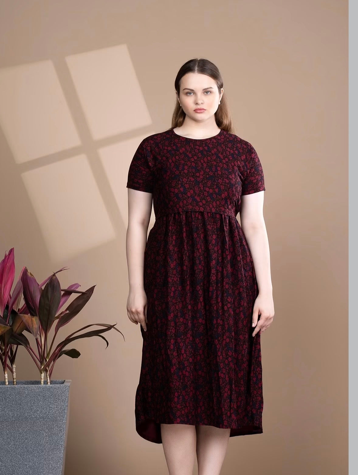 black & red floral frock