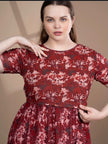 Red Floral Stretchable Feeding Frock
