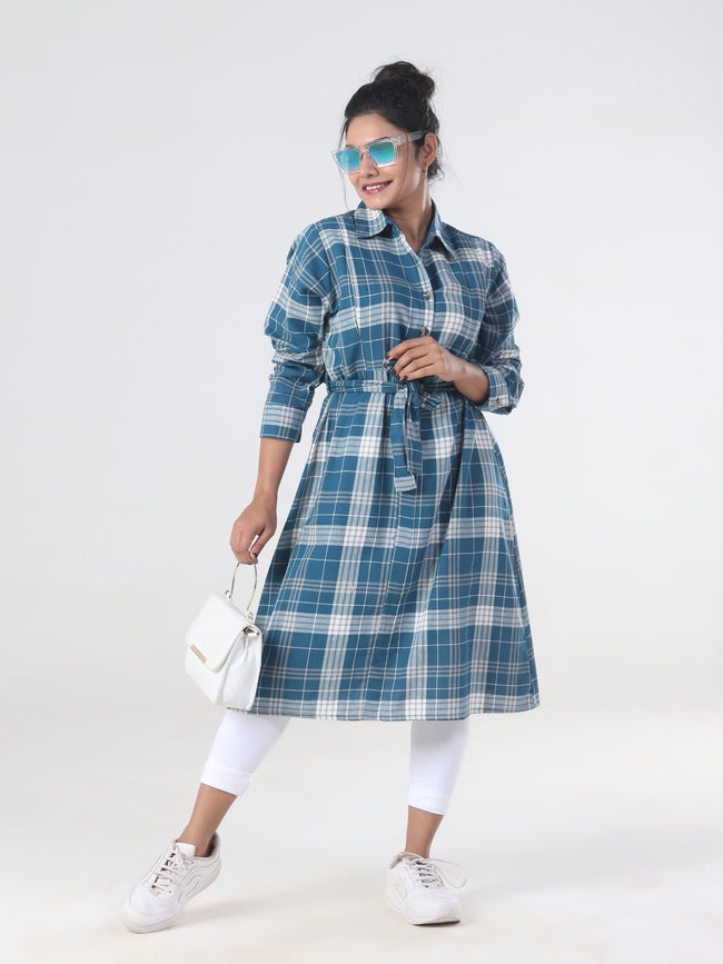 Indo Western Blue check Top