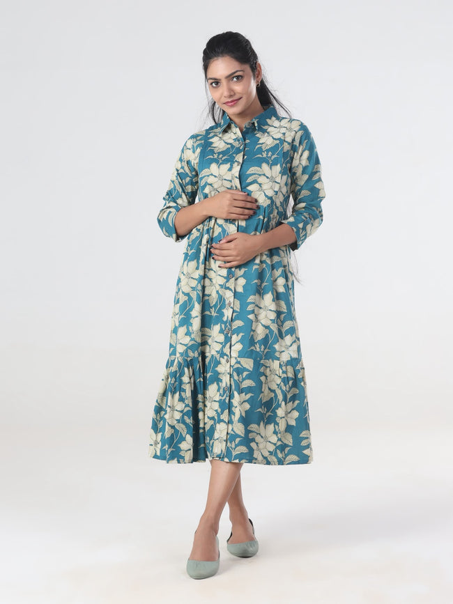 Indo Western Blue  Floral rajasthani top