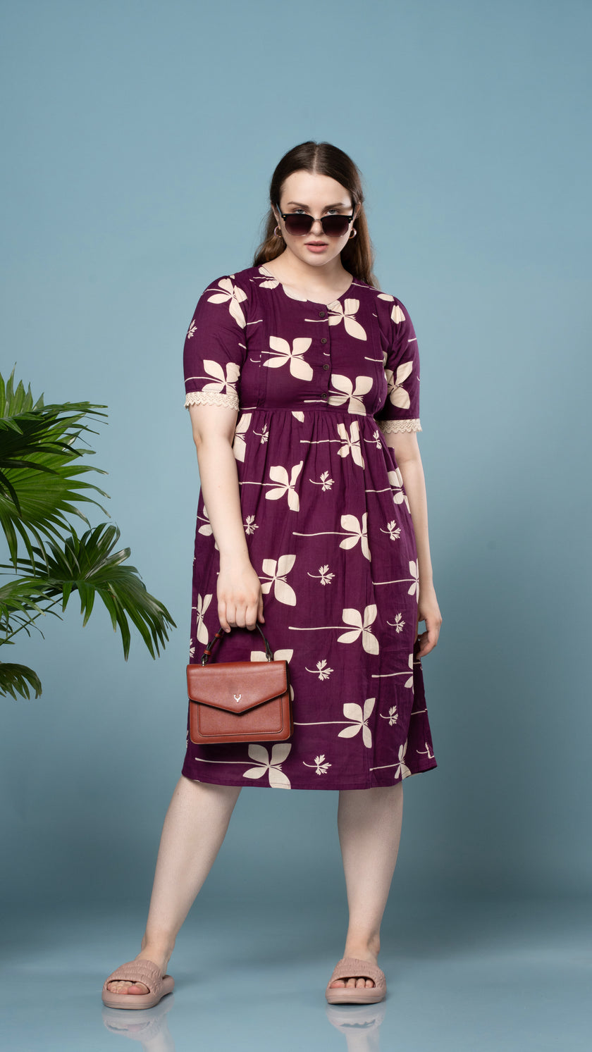 Brown Floral Feeding Frock
