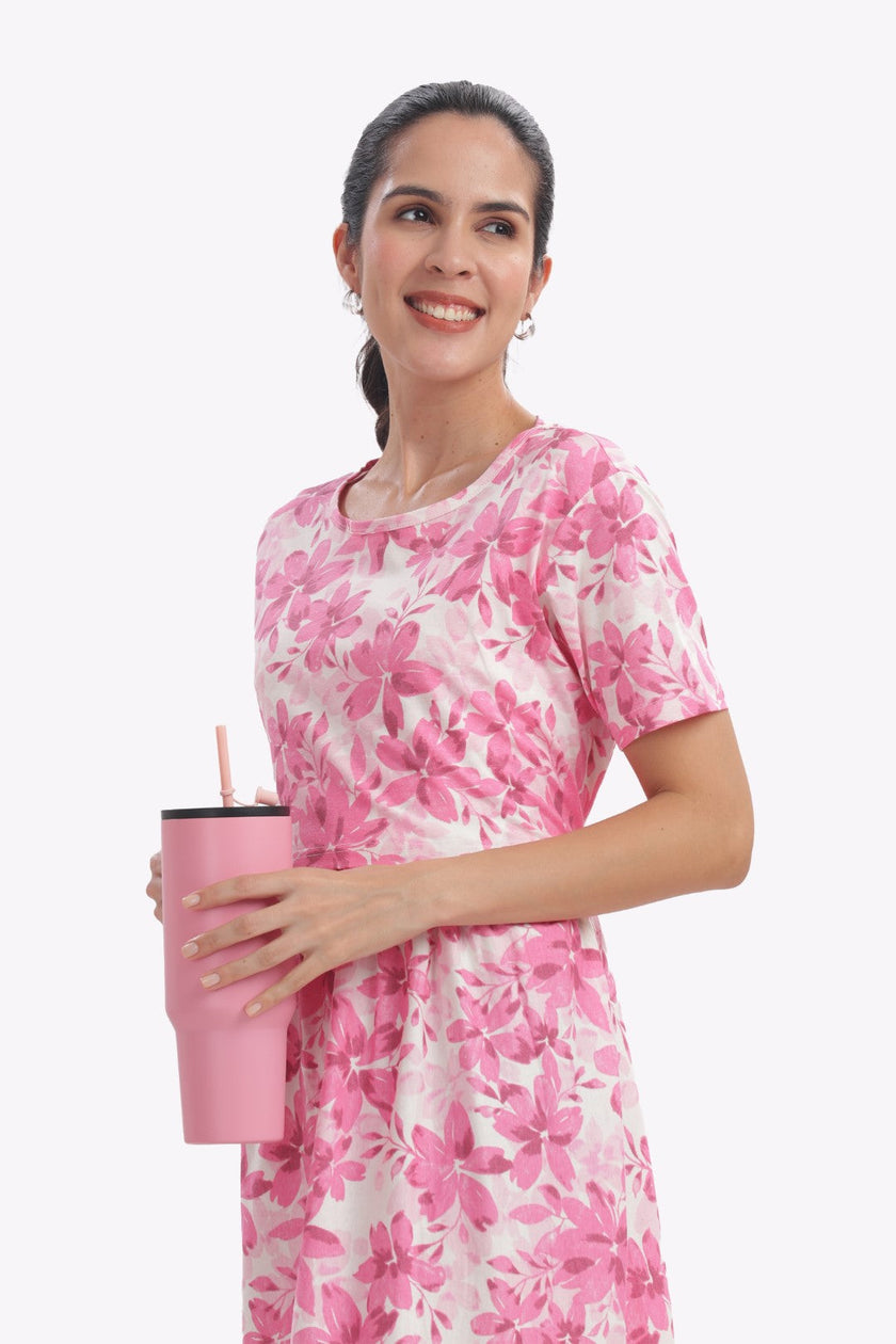 Botanical Floral Print Zipless Feeding Frock