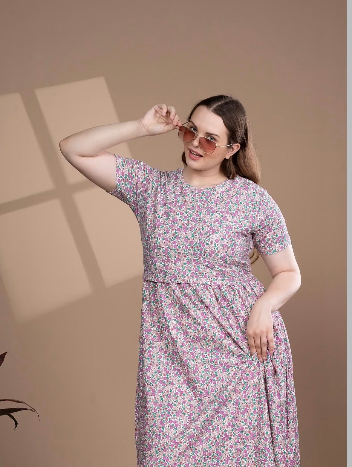 Pink Floral Zipless Frock