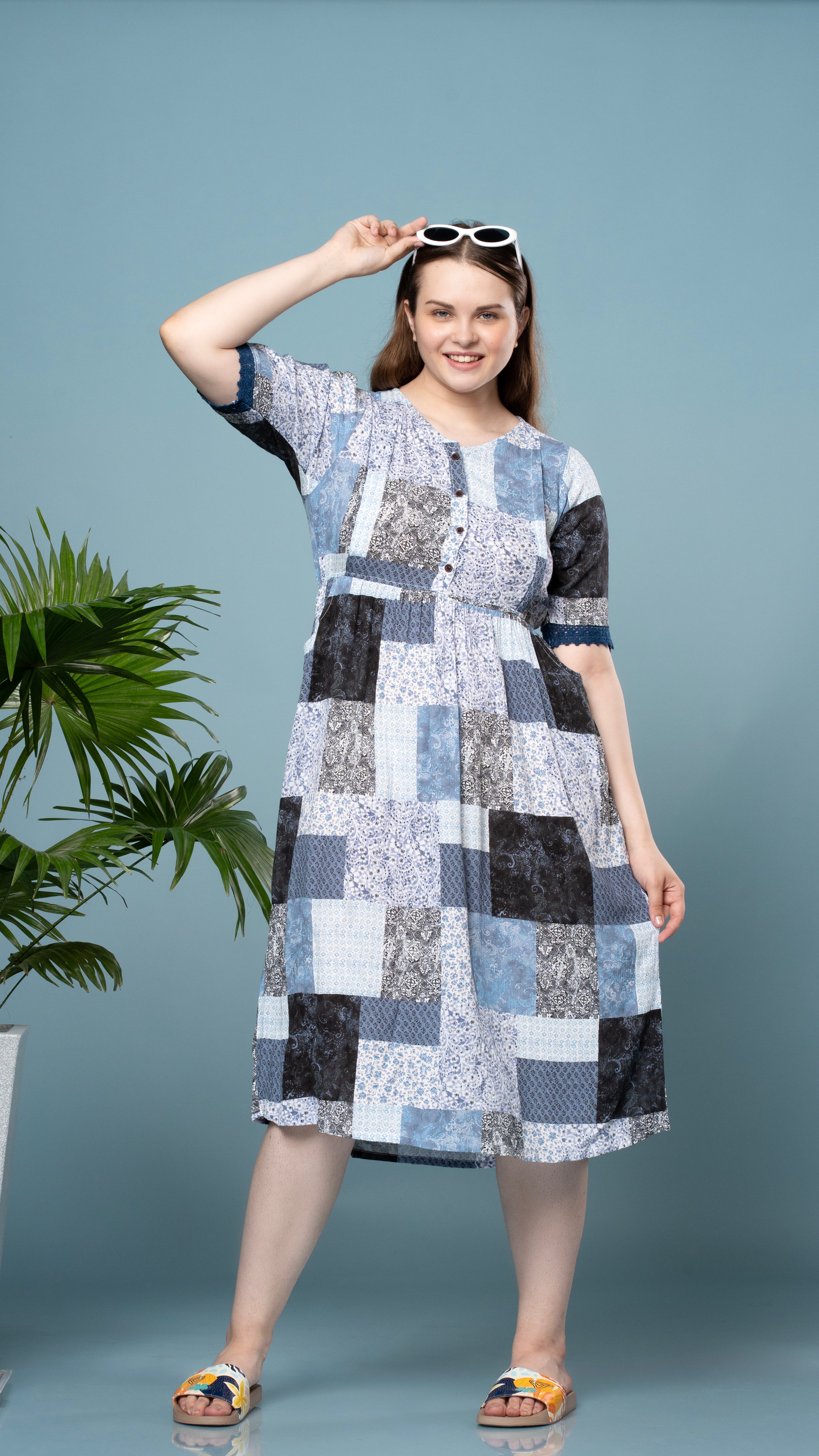 Parsley Print White Bluish Feeding Top
