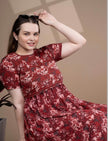 Red Floral Stretchable Feeding Frock