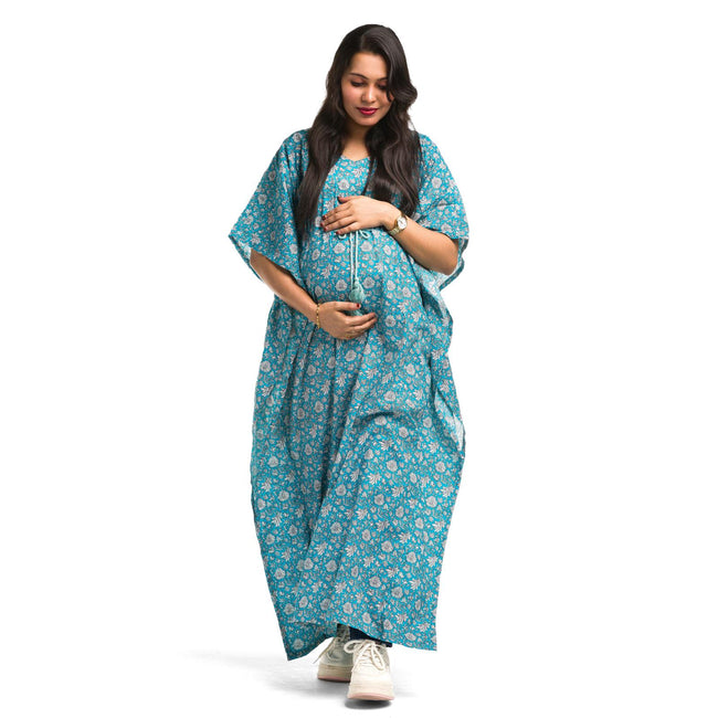 light blue floral rajasthani kaftan