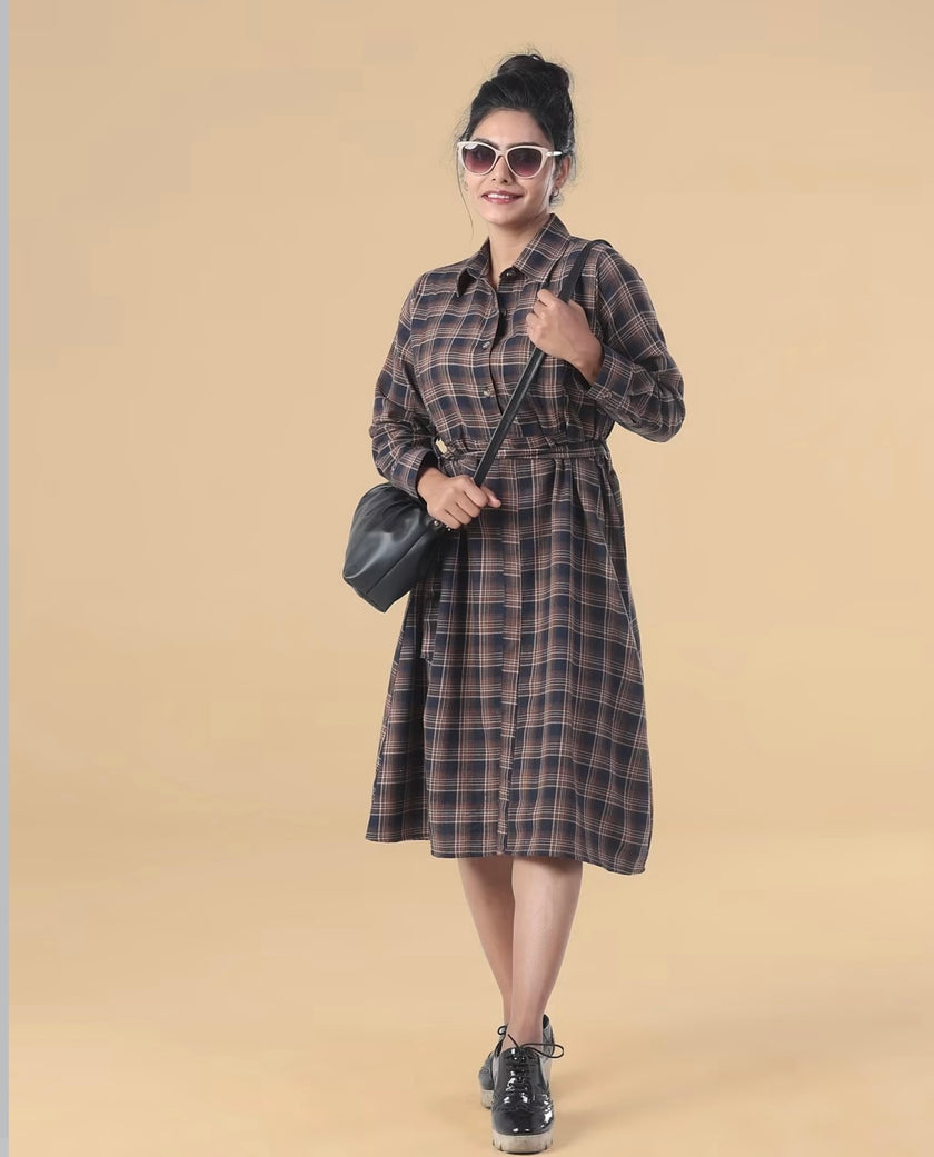 Brown check Western Top