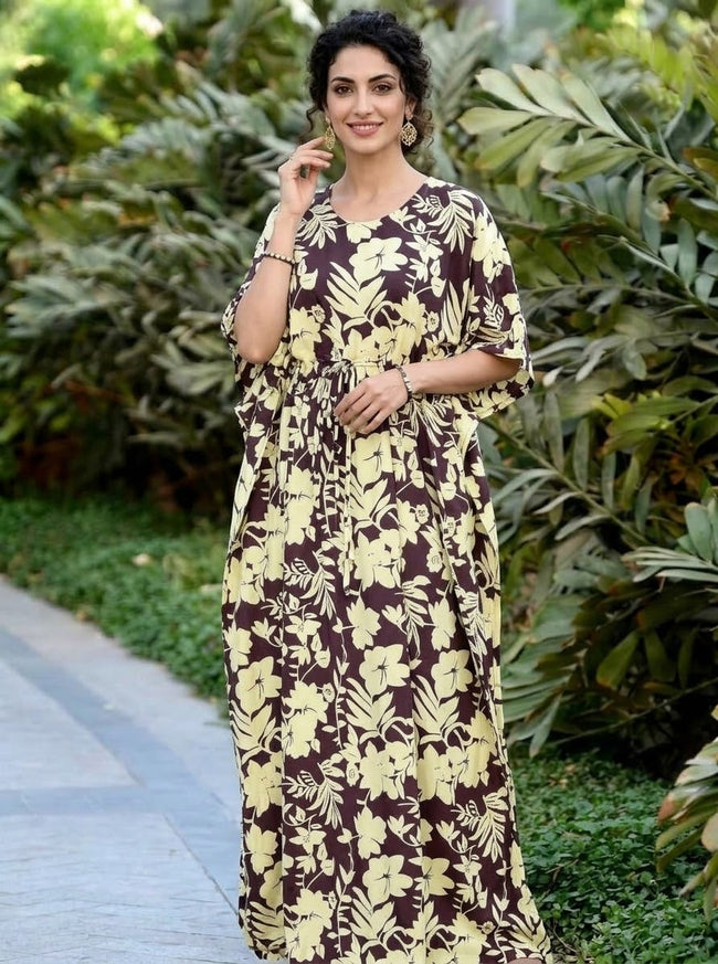 Brown Floral Rajasthani kaftan