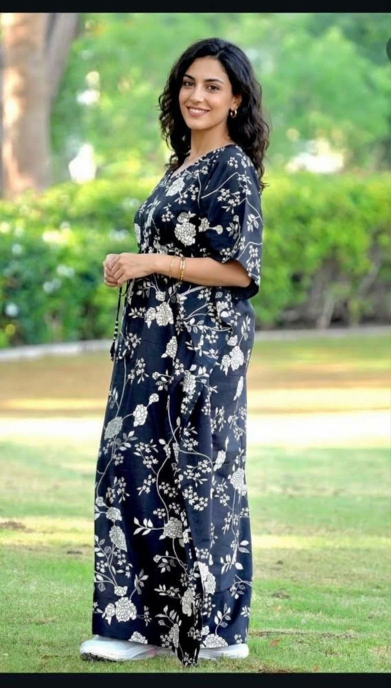Black Floral Rajasthani kaftan